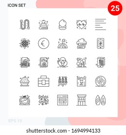 Modern Set of 25 Lines and symbols such as flower; left; eco; align; heart Editable Vector Design Elements