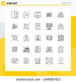 Modern Set of 25 Lines and symbols such as parade; instrument; optimization; drum; electronic Editable Vector Design Elements