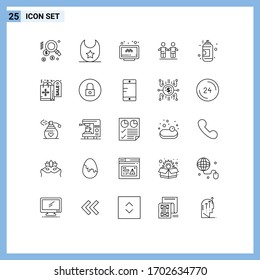 Modern Set of 25 Lines and symbols such as arts; spray; taxi; group; friends Editable Vector Design Elements
