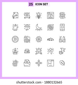 Modern Set of 25 Lines and symbols such as healthcare; multimedia; cone; internet; arrows Editable Vector Design Elements