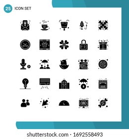 Modern Set of 25 Solid Glyphs and symbols such as snow; snow; dustpan; christmas; hook Editable Vector Design Elements