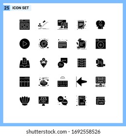 Modern Set of 25 Solid Glyphs Pictograph of sheet; paper; career; order; cell Editable Vector Design Elements