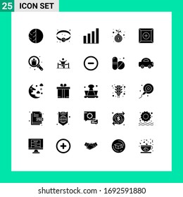 Modern Set of 25 Solid Glyphs and symbols such as growth; hand; jewelry; bag; signal Editable Vector Design Elements