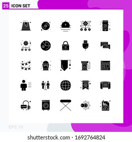 Modern Set of 25 Solid Glyphs Pictograph of mobile; setting; nature; user; task Editable Vector Design Elements