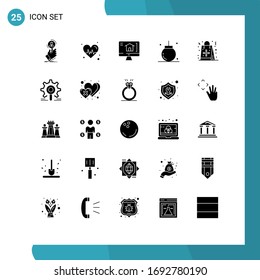 Modern Set of 25 Solid Glyphs and symbols such as christmas; xmas; computer; decoration; celebration Editable Vector Design Elements