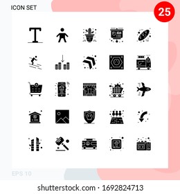 Modern Set of 25 Solid Glyphs Pictograph of thanks day; bread; plant; baking; financial Editable Vector Design Elements