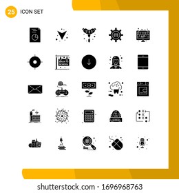 Modern Set of 25 Solid Glyphs Pictograph of electronic; black friday; grill; message; email Editable Vector Design Elements