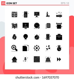 Modernes Set von 25 festen Glyphen und Symbolen wie die Darstellung; Erfolg; ad; Strategie; Vektorillustration-Design-Elemente für Schach bearbeiten