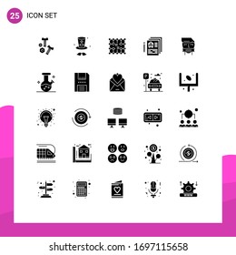 Modern Set of 25 Solid Glyphs and symbols such as mouth; pen; connection; home; blueprint Editable Vector Design Elements