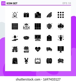 Modern Set of 25 Solid Glyphs Pictograph of design; universe; devices; planet; globe Editable Vector Design Elements