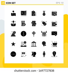 Modern Set of 25 Solid Glyphs Pictograph of seo; investment; plan; bunny; robbit Editable Vector Design Elements