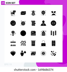 Modern Set of 25 Solid Glyphs Pictograph of trees; reputation; flower; relation; pr Editable Vector Design Elements