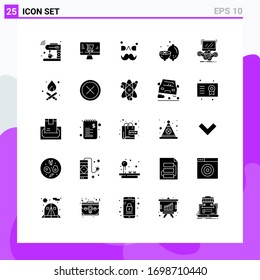 Modern Set of 25 Solid Glyphs and symbols such as gaming; fruit; dad; summer; lemon Editable Vector Design Elements