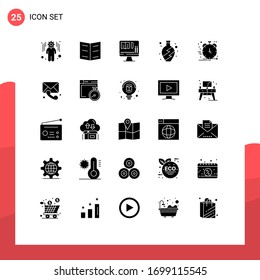 Modern Set of 25 Solid Glyphs Pictograph of medical; development; education; business; product Editable Vector Design Elements