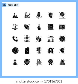 Modern Set of 25 Solid Glyphs and symbols such as human; ecology; wheel; draw; art Editable Vector Design Elements