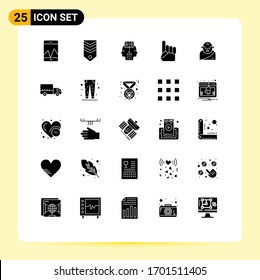 Modern Set of 25 Solid Glyphs Pictograph of greek; american; mind; usa; foam hand Editable Vector Design Elements