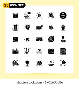 Modern Set of 25 Solid Glyphs and symbols such as hryvna; progress percent; agile; progress; iteration Editable Vector Design Elements