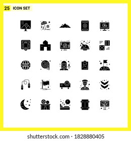 Modern Set of 25 Solid Glyphs and symbols such as sports; football; play; field; mountain Editable Vector Design Elements