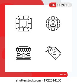 Modern Set of 4 Filled line Flat Colors and symbols such as illumination; production; professional; business; shop Editable Vector Design Elements