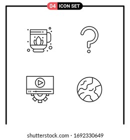 Modern Set of 4 Filledline Flat Colors and symbols such as jag; setting; help; mark; earth Editable Vector Design Elements