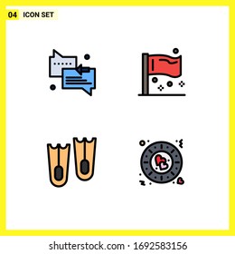 Modernes Set mit 4 Billardfarben, Pictograph des Chat; Tauchen; Pfeil; Flaggen; Design-Elemente für die Vektorillustration im Meer