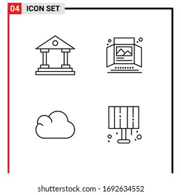 Modern Set of 4 Filledline Flat Colors Pictograph of bank; cloud; finance; print; storage Editable Vector Design Elements