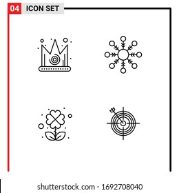 Modern Set of 4 Filledline Flat Colors Pictograph of best; leaf; king; snowflake; board Editable Vector Design Elements