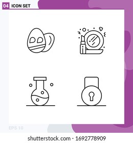 Modern Set of 4 Filledline Flat Colors Pictograph of egg; compound; glass; make up; science Editable Vector Design Elements