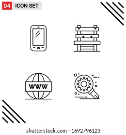 Modern Set of 4 Filledline Flat Colors Pictograph of phone; engine; huawei; room; search Editable Vector Design Elements