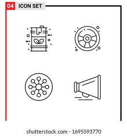 Modern Set of 4 Filledline Flat Colors Pictograph of barrel; atom; fuel; fun; cell Editable Vector Design Elements