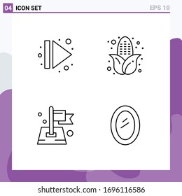 Modern Set of 4 Filledline Flat Colors and symbols such as arrow; location; right; food; map Editable Vector Design Elements