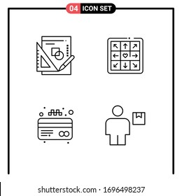 Modernes Set mit 4 Billardfarben, Abbild des Buches; Kredit; Graph; spielen; Vektorillustration-Design-Elemente für den Körper