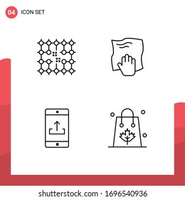 Modern Set of 4 Filledline Flat Colors Pictograph of chip; scrub; grid; hand; mobile Editable Vector Design Elements