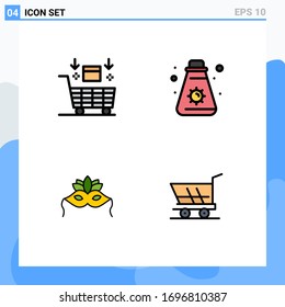 Modern Set of 4 Filledline Flat Colors and symbols such as mask; shopping; summer; venetian Editable Vector Design Elements