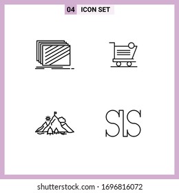 Modern Set of 4 Filledline Flat Colors Pictograph of design; store; texture; shopping; flag Editable Vector Design Elements