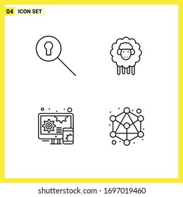 Modern Set of 4 Filledline Flat Colors and symbols such as keyhole; responsive; easter; spring; hierarchy Editable Vector Design Elements