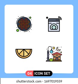 Modern Set of 4 Filledline Flat Colors Pictograph of celtic knot; lemon; knot; machine; home Editable Vector Design Elements