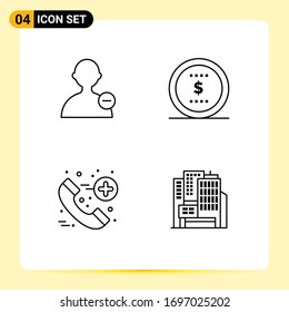 Modern Set of 4 Filledline Flat Colors Pictograph of basic; healthcare; business; office; building Editable Vector Design Elements
