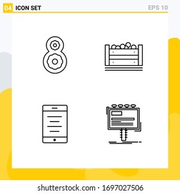 Modernes Set von 4 Flachfarben-Fotografen mit einer Auflösung von acht; Zelle; bangladesh; bangla; Werbematerial Bearbeitbare Design-Elemente für Vektorillustrationen
