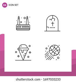 Modern Set of 4 Filledline Flat Colors Pictograph of modem; dessert; death; horror; summer Editable Vector Design Elements
