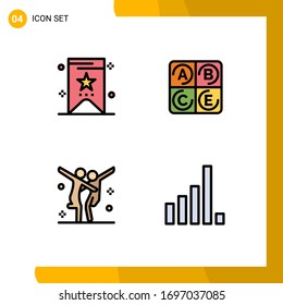 Modern Set of 4 Filledline Flat Colors and symbols such as bookmark; party; diet; celebration; phone Editable Vector Design Elements