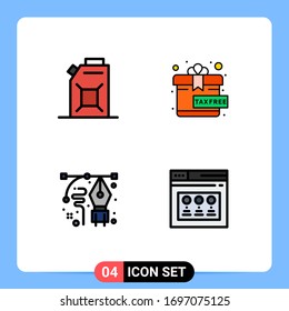 Modern Set of 4 Filledline Flat Colors and symbols such as engine; pen; free; art; internet Editable Vector Design Elements