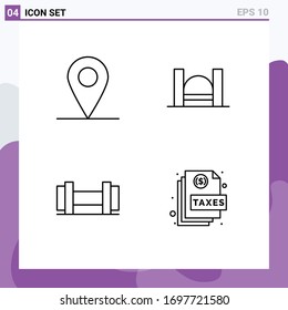 Modern Set of 4 Filledline Flat Colors and symbols such as location; action; cross; river; file Editable Vector Design Elements