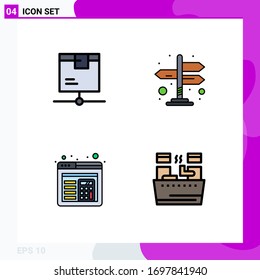 Modern Set of 4 Filledline Flat Colors Pictograph of delivery; layout; product; navigation; beauty Editable Vector Design Elements