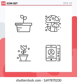 Modern Set of 4 Filledline Flat Colors Pictograph of nature; spring; autumn; flower; cell Editable Vector Design Elements
