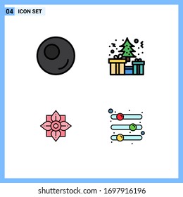 Modern Set of 4 Filledline Flat Colors Pictograph of outline; chinese; box; flower; equalizer Editable Vector Design Elements