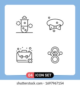 Modern Set of 4 Filledline Flat Colors and symbols such as nuclear radiation; idleness; science; dress; population Editable Vector Design Elements