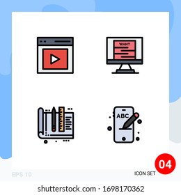 Conjunto moderno de 4 colores planos y símbolos como la comunicación; arquitecto; usuario; afiche; elementos de diseño de vectores editables de educación