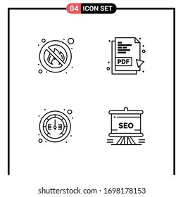 Modern Set of 4 Filledline Flat Colors Pictograph of fighter; meter; place; pdf file; presentation Editable Vector Design Elements