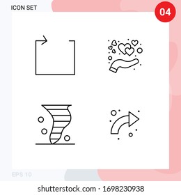 Modern Set of 4 Filledline Flat Colors Pictograph of arrow; climate; care; love; wind Editable Vector Design Elements